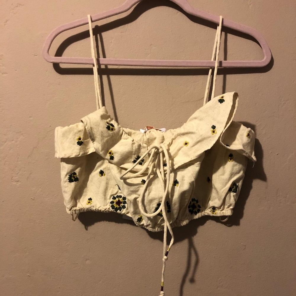 Nwt zara embroidered crop top
